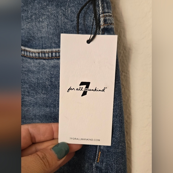 7for All Man Kind Dark Blue Denim Shorts - Picture 3 of 6